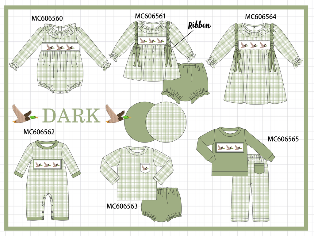 PO96 Sage duck embroidery plaid collection - ETA December to LC