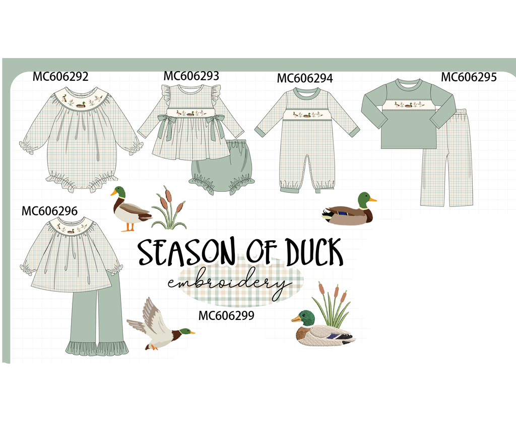 PO95 Sage duck embroidery plaid collection 1 - ETA early December to LC