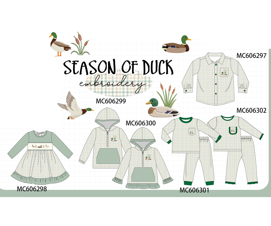 PO95 Sage duck embroidery plaid collection 2 - ETA early December to LC