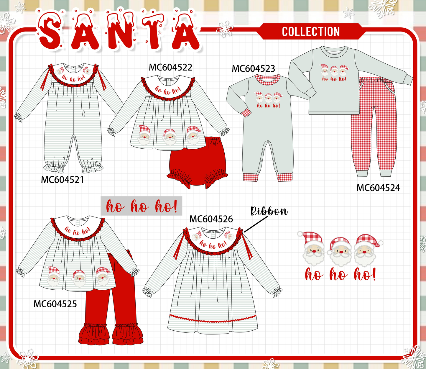 PO88 Sage santa embroidery stripe collection (ETA September to LC)