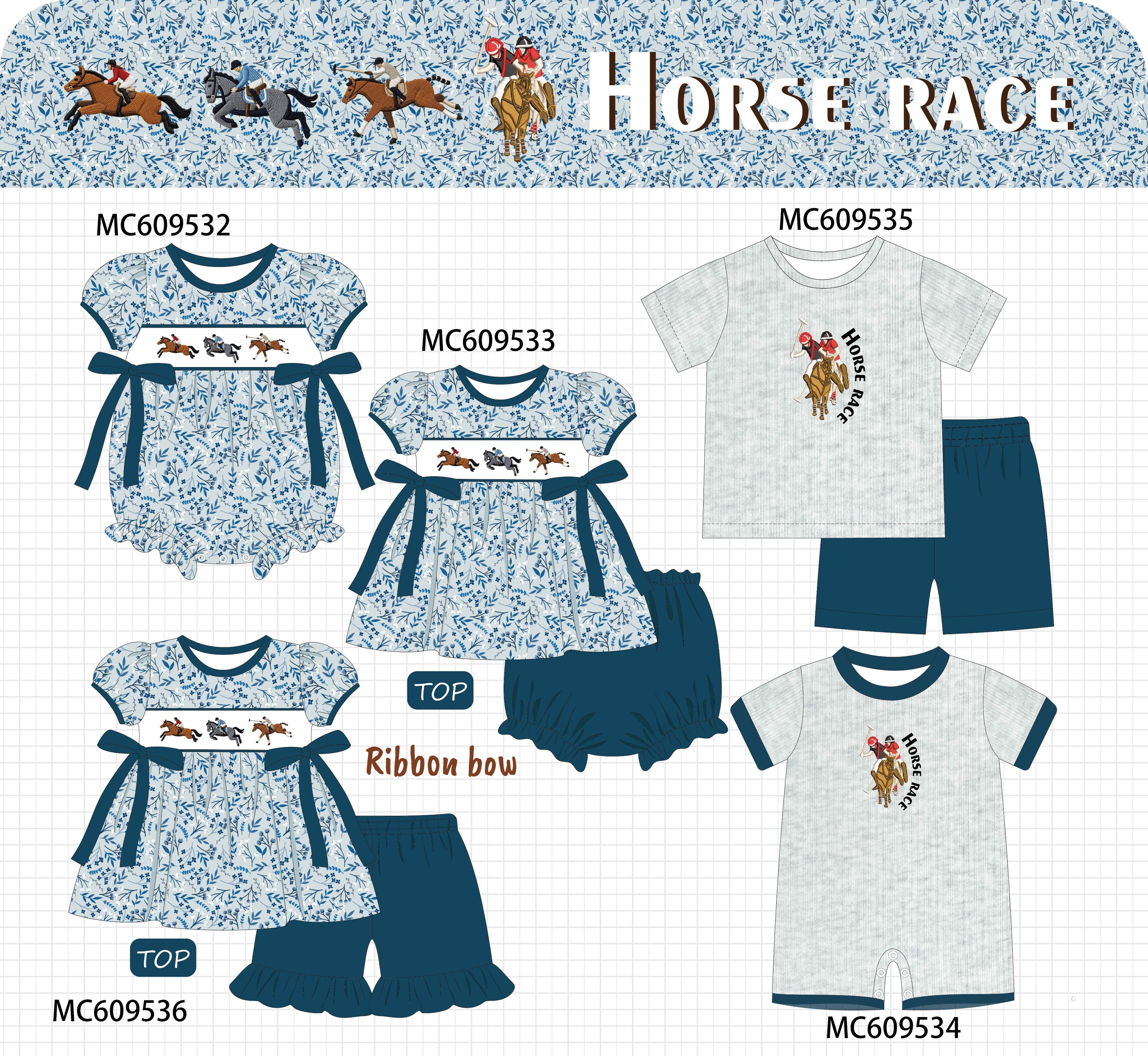 ETA MARCH 2026-po104 Teal horse race embroidery collection