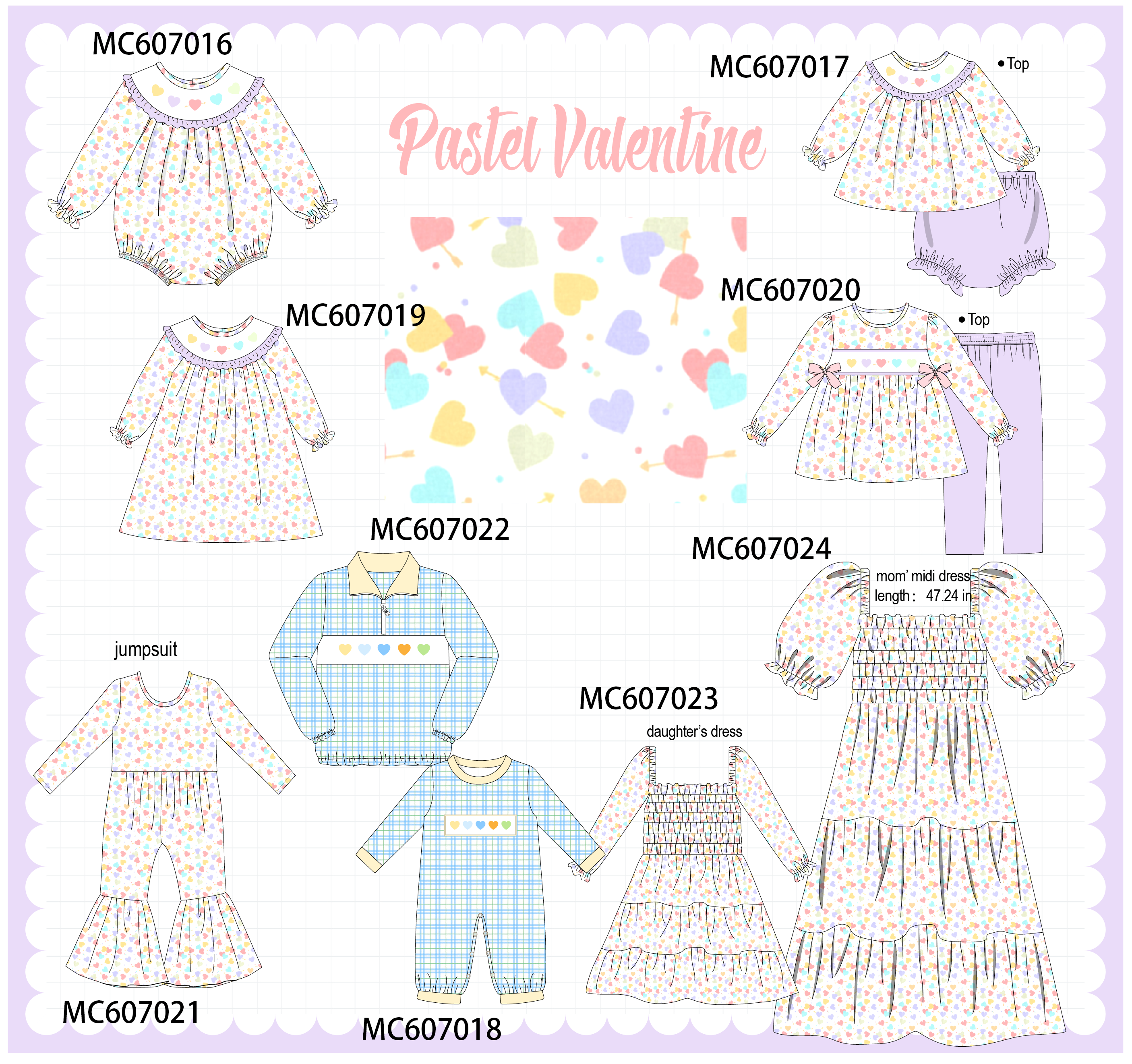 PO98 Valentine's day heart embroidery collection  - ETA January to LC