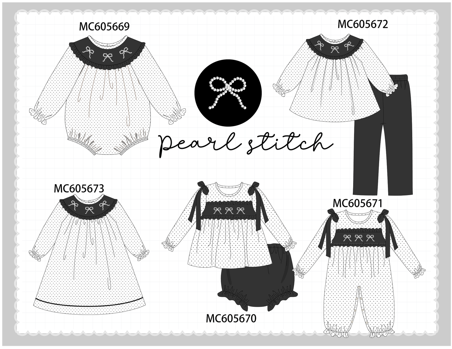 PO93 White bow pearl stich dot collection - ETA mid-November to LC